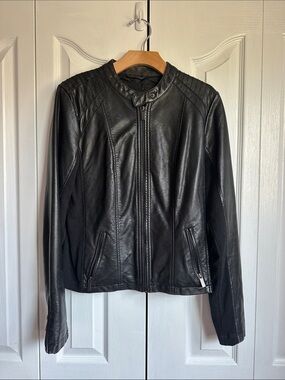 Maurices Black Women's Moto Style Zip-Front Jacket